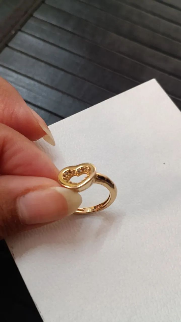 Anel Folheado A Ouro Rommanel De Coração Vazado
