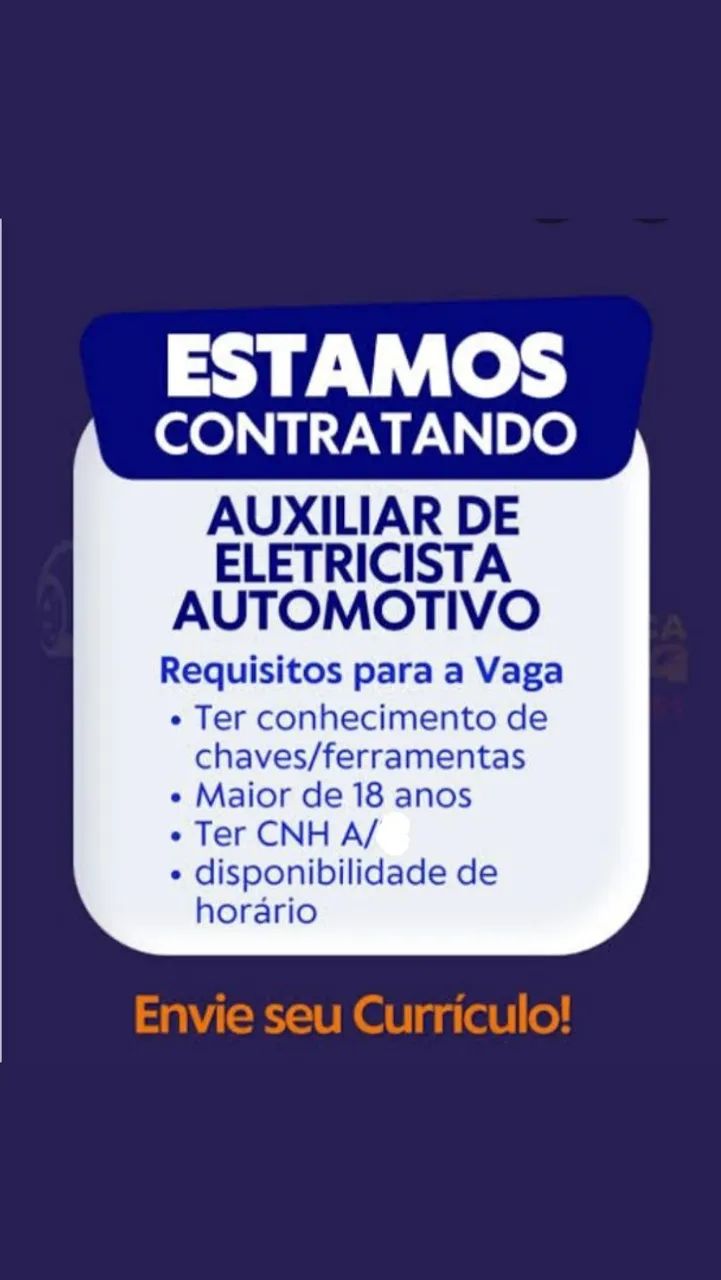 Contrata se auxiliar de eletricista