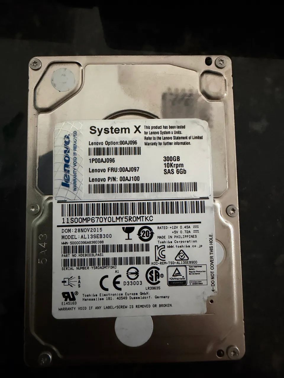 Discos SAS 300 GB Lenovo