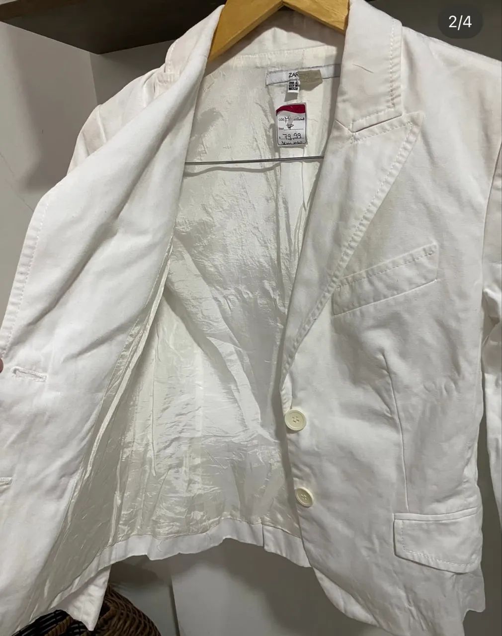 Blazer em linho branco Zara M - Foto 3
