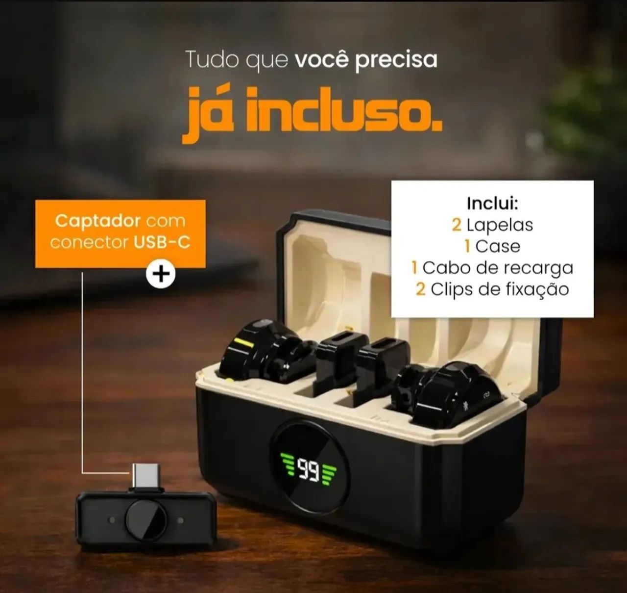 Microfone lapela sem fio celular Android e iPhone  - Foto 2