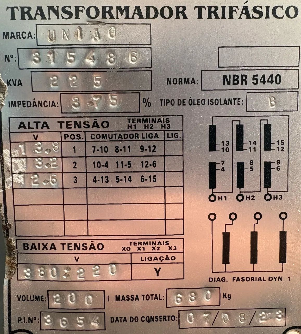 Transformador 225kva