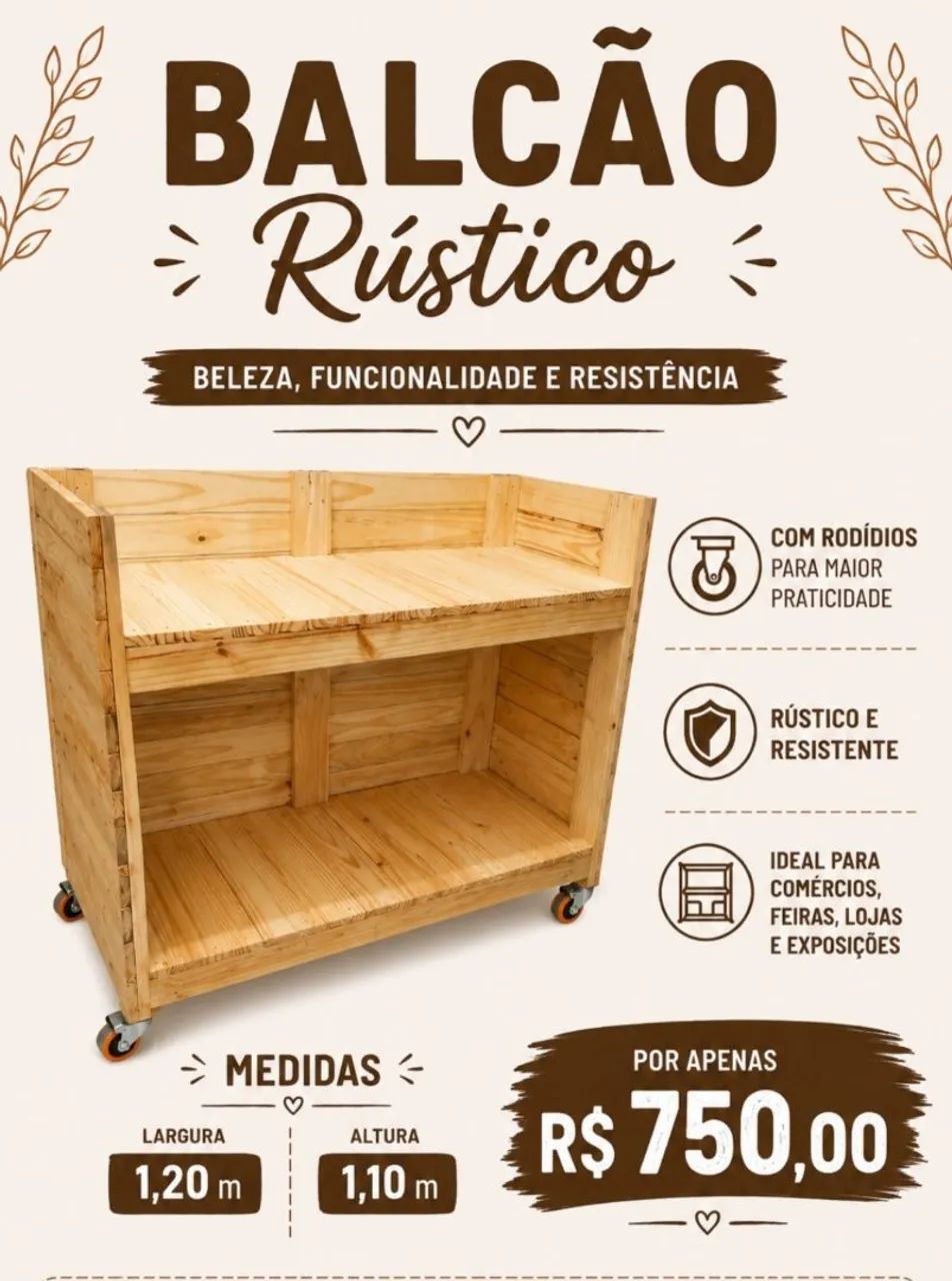Balcão de paletes - Rústico 