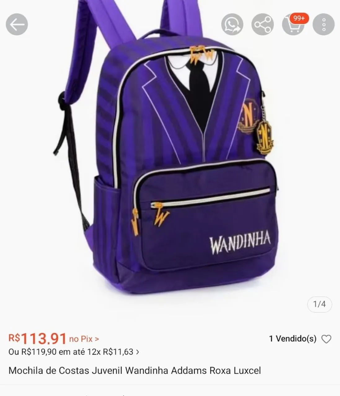 Mochila Wandinha - marca Luxcel - Foto 3