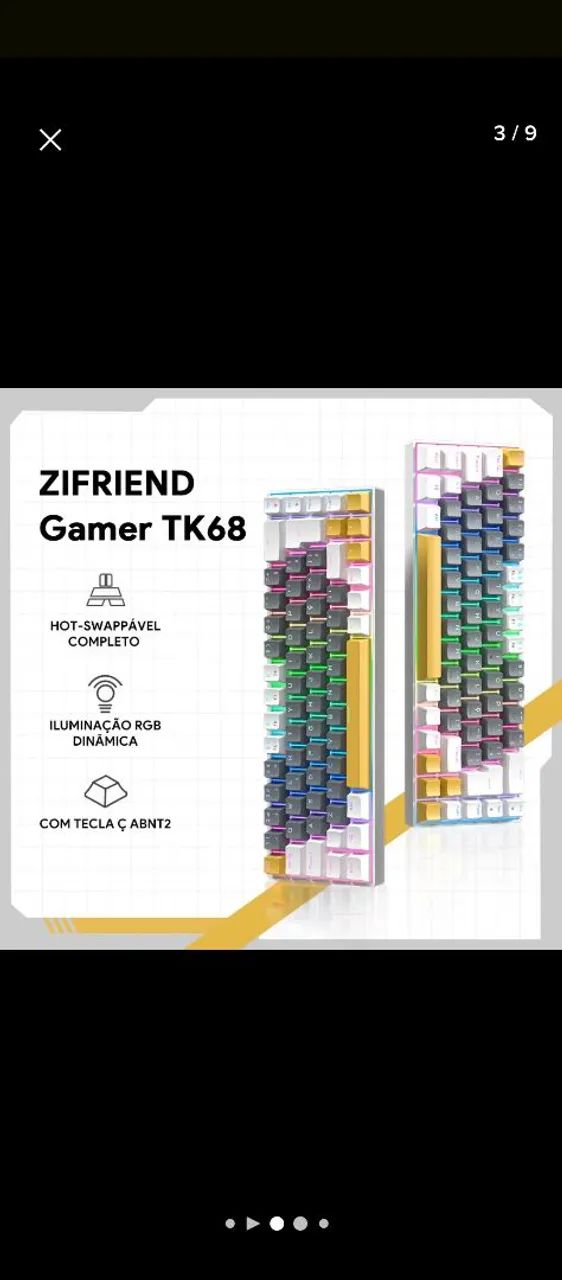 teclado mecânico zifriend tk68 switch brown - Foto 3
