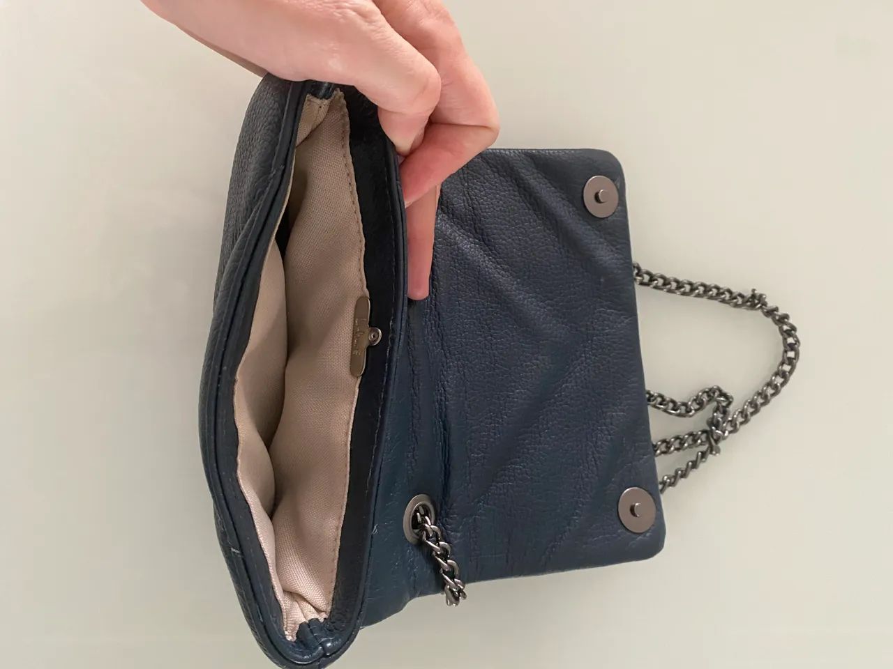 Bolsa Couro azul marinho  - Foto 5