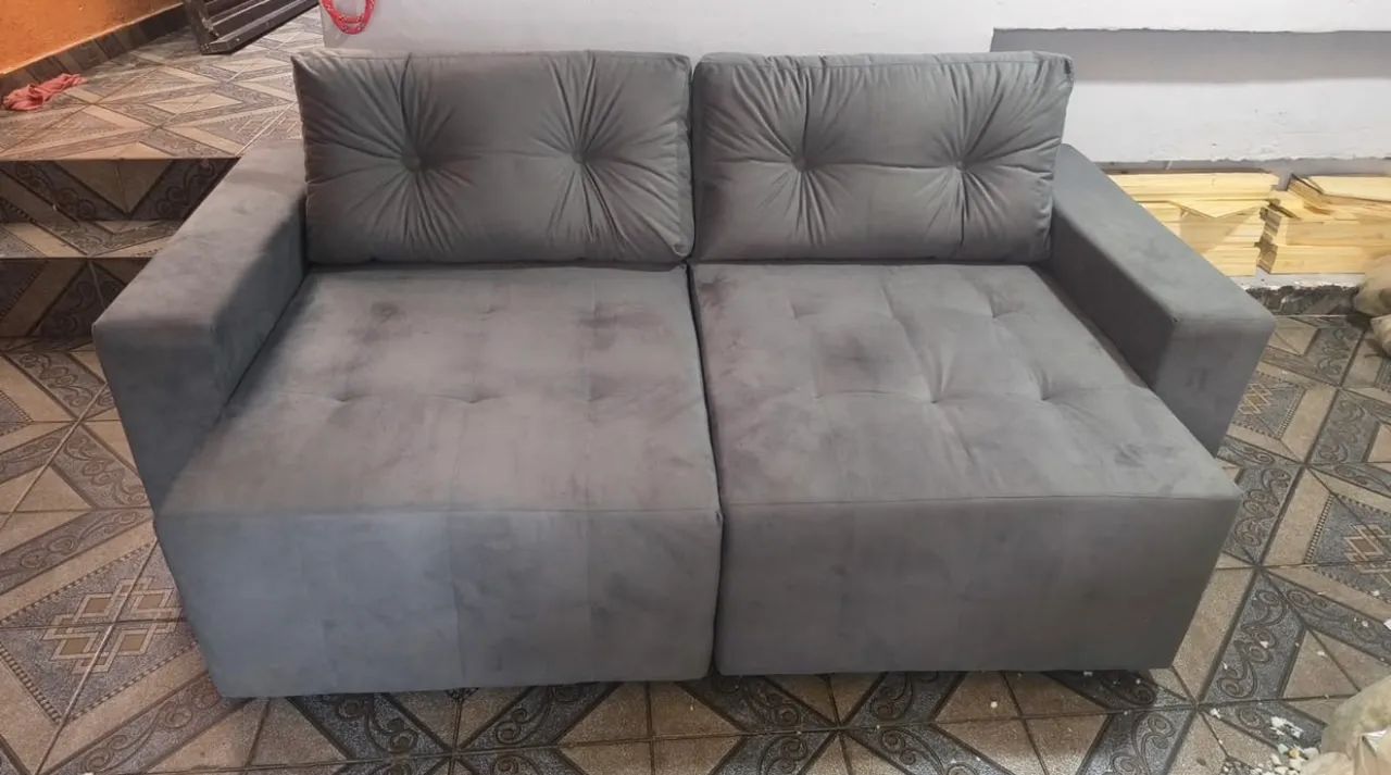 Sofá retrátil cinza- Novo  - Foto 2