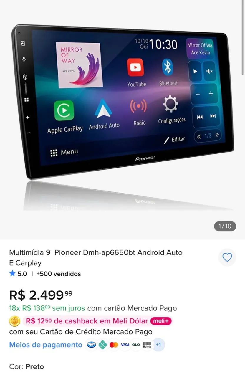 Multimídia Pionner 9 Polegadas - DHM-AP6650BT - Foto 5