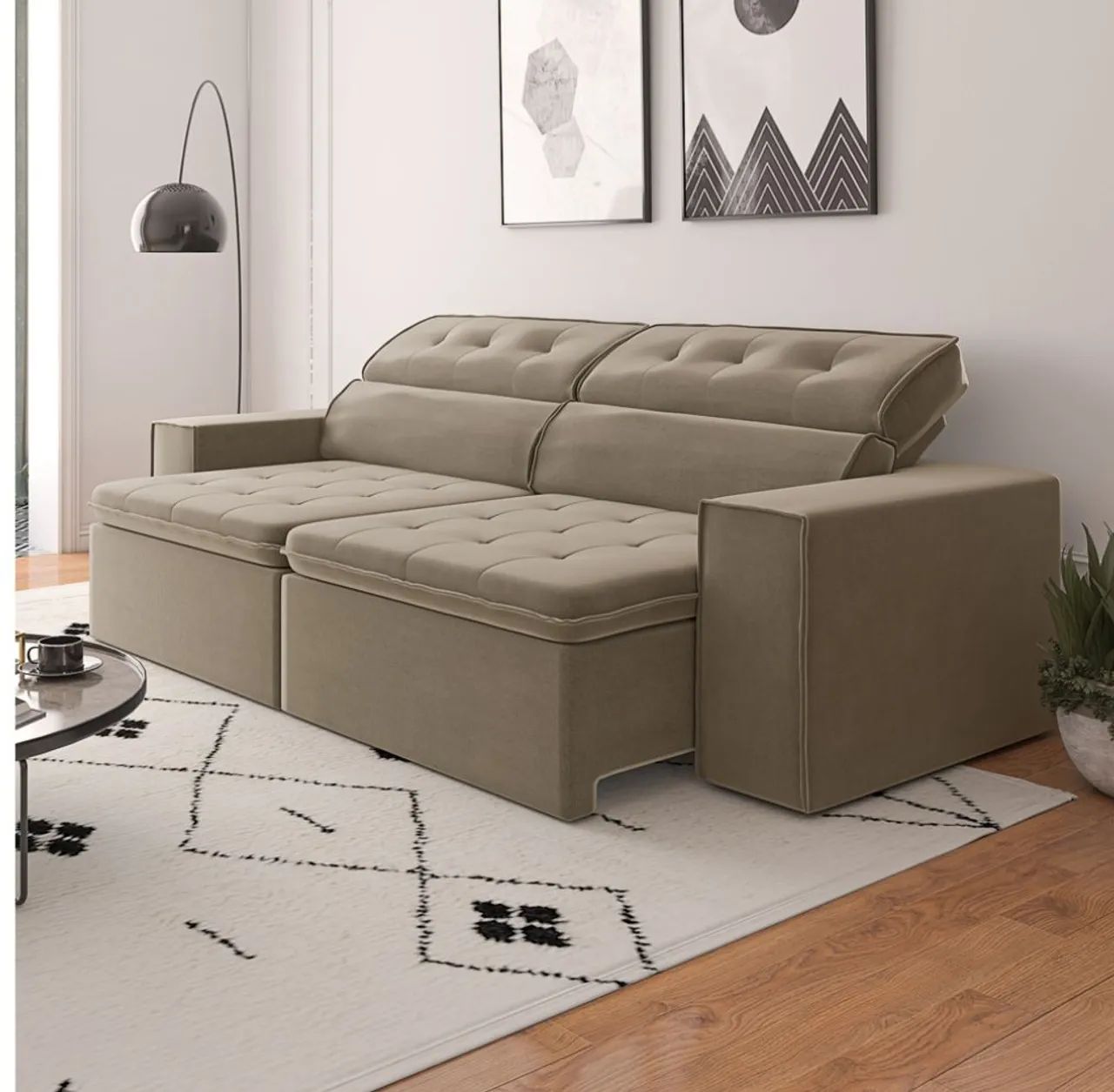 Sofá Retr átil Veludo 2,30mt Promoção Pronta Entrega  - Foto 2