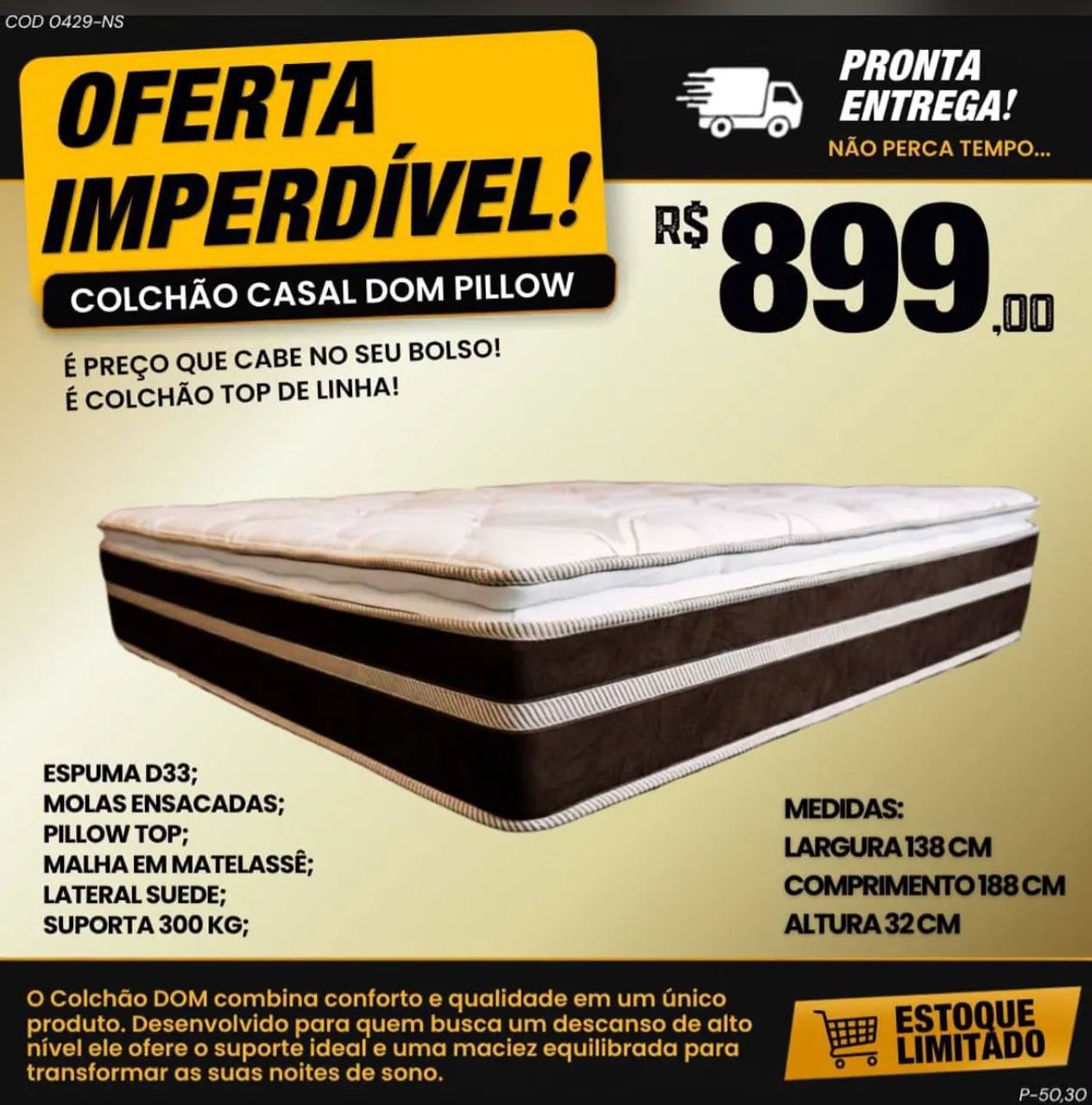 Colchão Casal Dom Pilow 