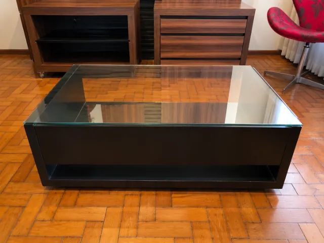 Mesa de centro de vidro e madeira - Foto 2