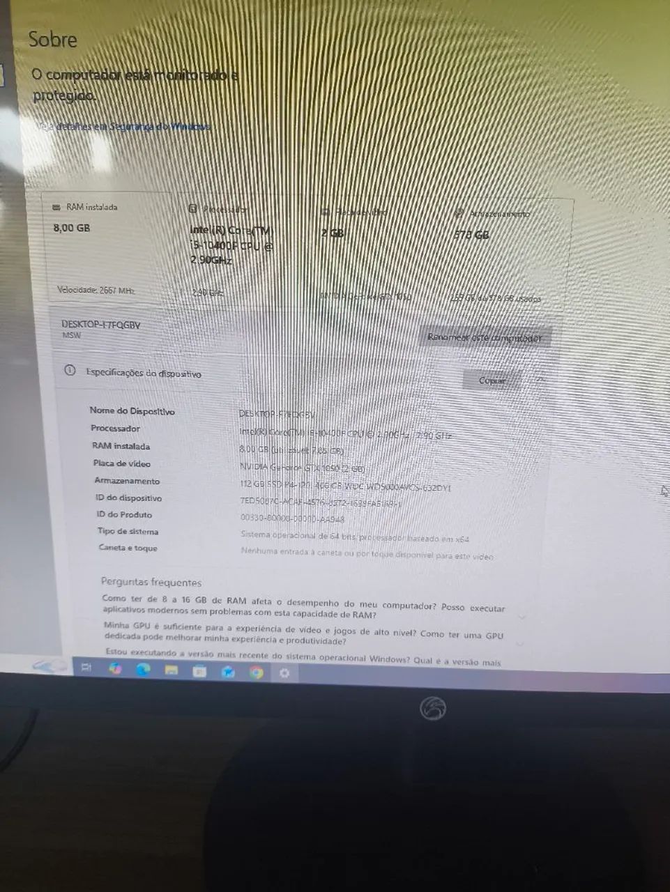 PC gamer Intel core i5 - 10400F placa de vídeo NVidia GeForce GTX 1050 (2 GB) 8 GB de RAM - Foto 4