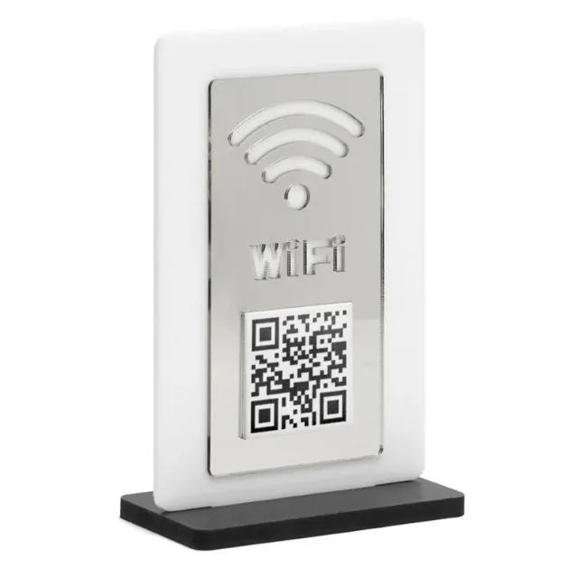 Placa Acrílica Prata QR Code Wi-Fi Personalizada - Foto 3