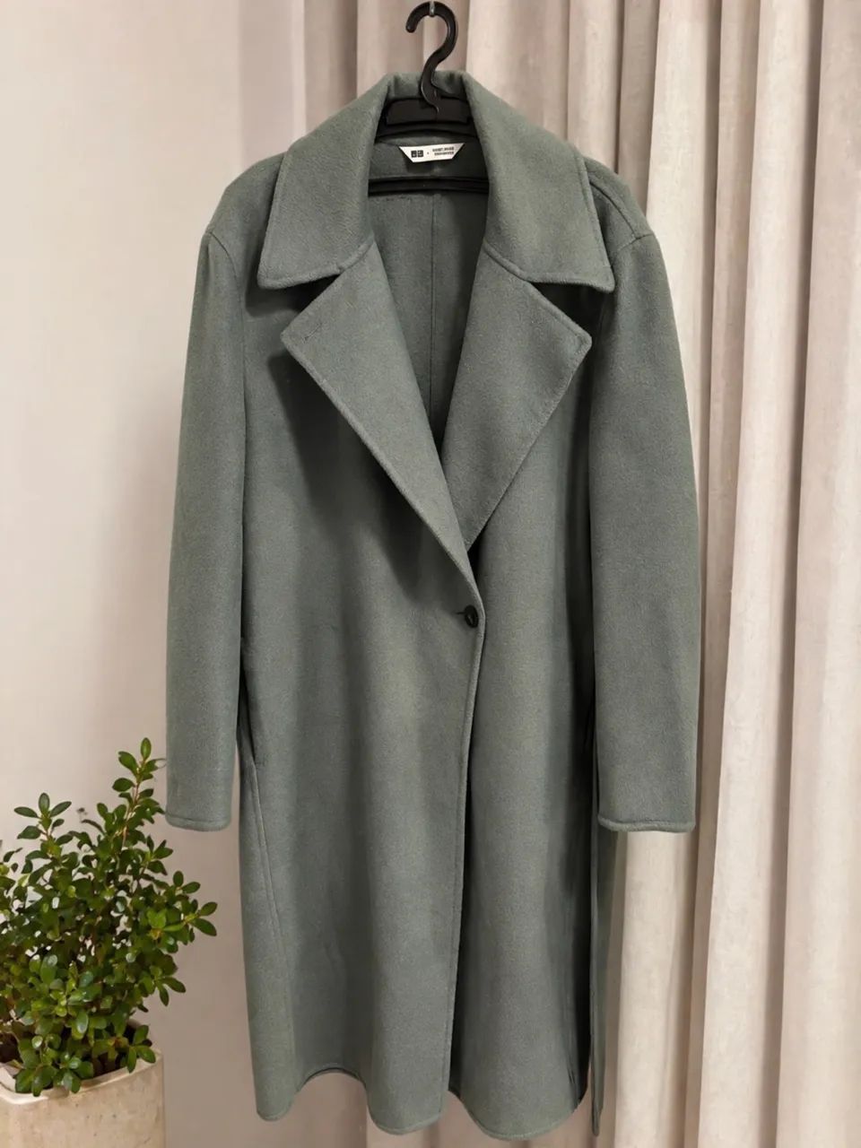 ? Sobretudo Feminino Longo Verde Acinzentado - Elegante e Sofisticado - Foto 2
