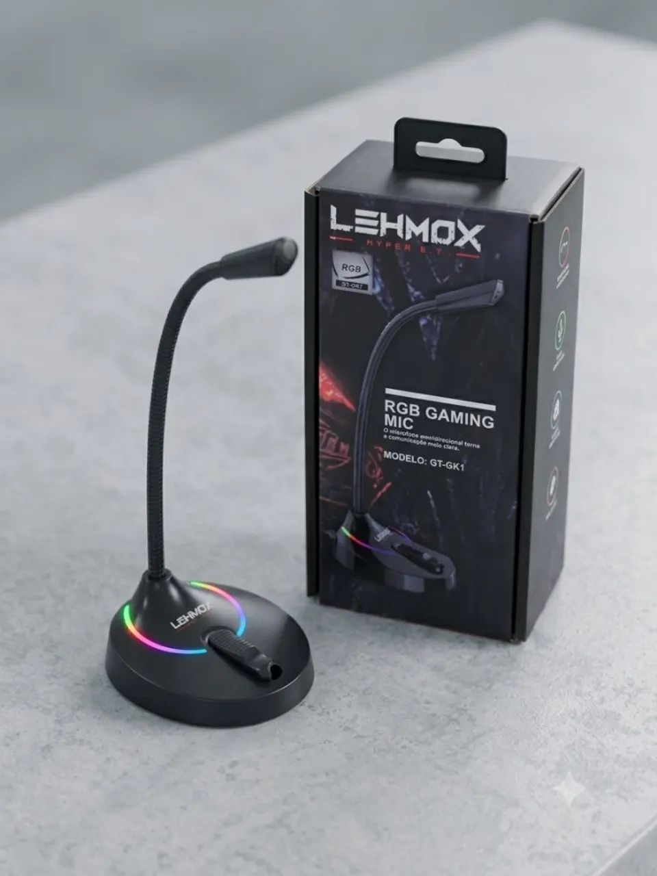 Microfone Gaming RGB USB Modelo GT-GK1 - Lehmox - Foto 2