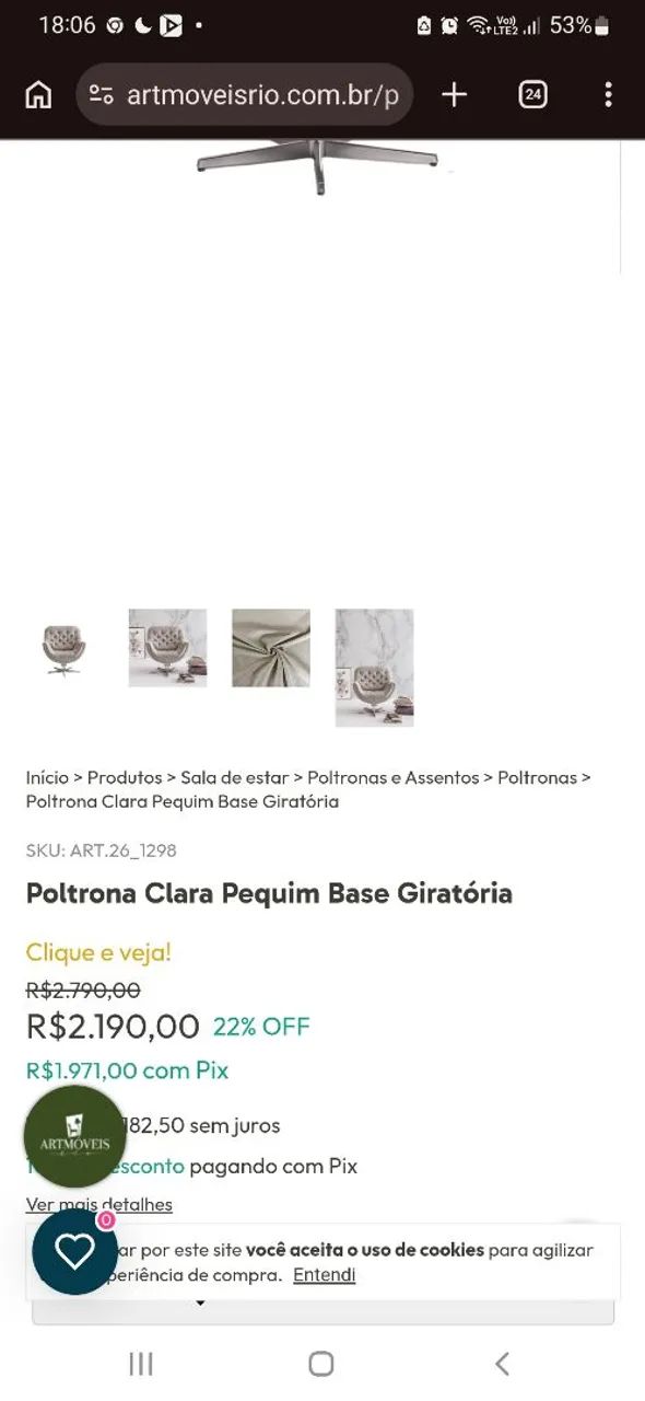 Poltrona clara Pequim  pés giratória  - Foto 3