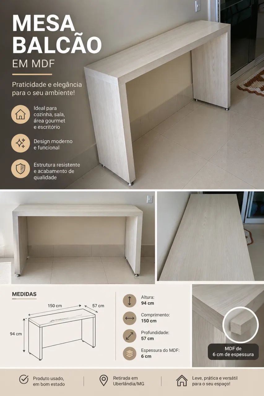 Mesa Balcão em MDF