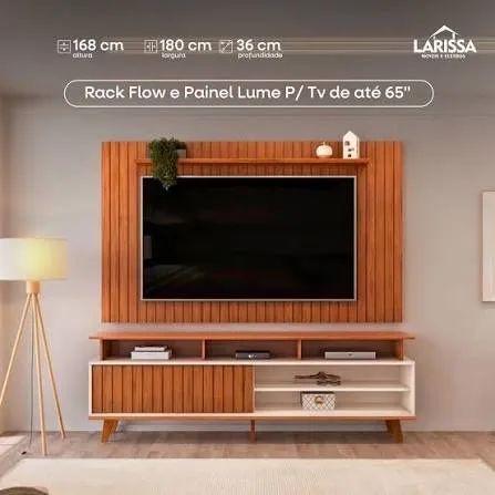 Rack FLOW e Painel LUME p TV de até 65 Pol.