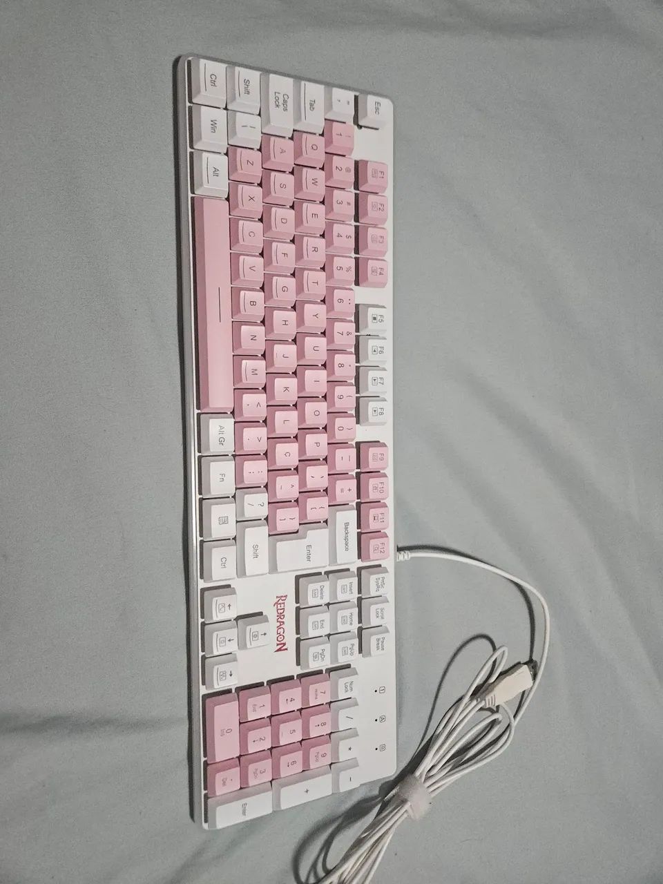 Teclado Gamer Redragon Dyaus 2 - Branco e Rosa - Foto 2