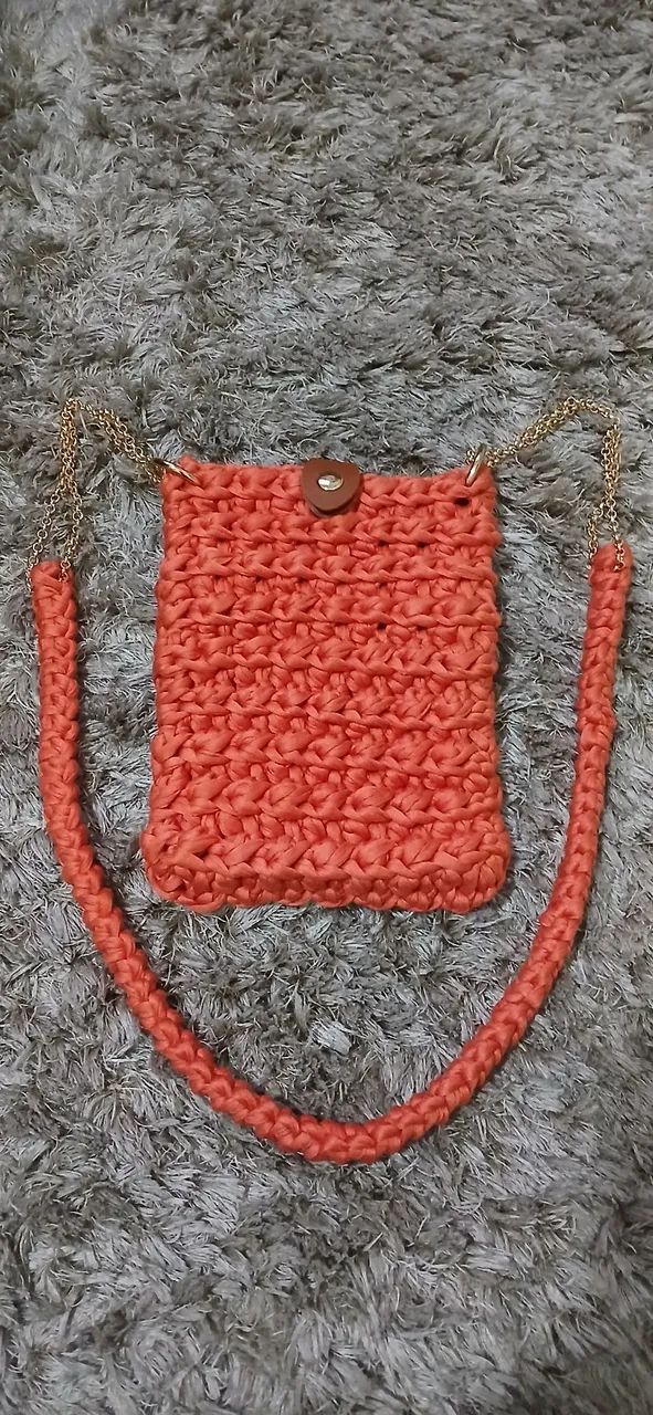 Lindo Porta Celular Crochê Terracota  - Foto 3