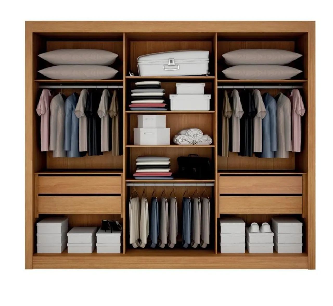 Guarda Roupa Moderno com Espelho e Design Amadeirado - Foto 2