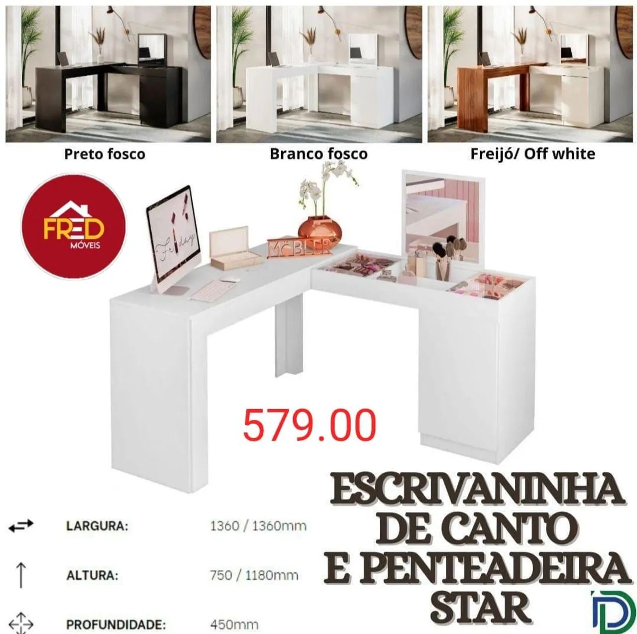 Escrivaninha e penteadeira, entrega e monta  - Foto 4