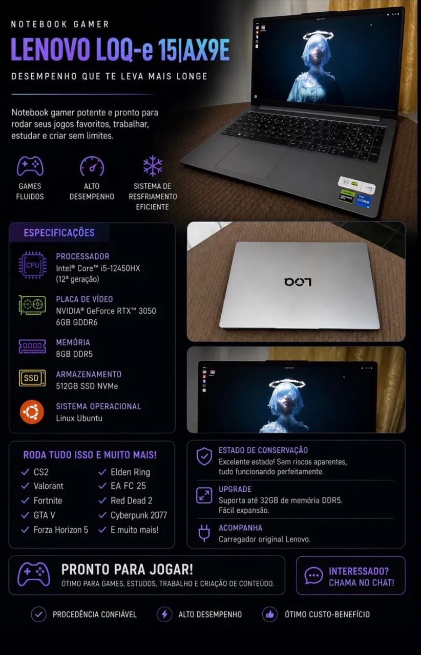 Notebook Lenovo LOQ-E 15IAX9E - Foto 5