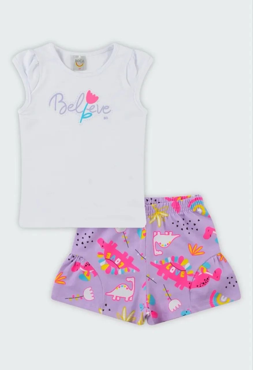 Conjunto shorts e camisa feminina infantil  - Foto 3