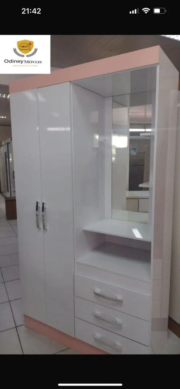 GUARDA ROUPA DE SOLTEIRO NOVOS NA CAIXA COM ESPELHO  - Foto 4