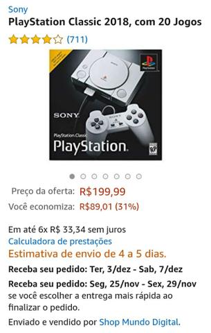 Playstation Clássico com 20 Jogos