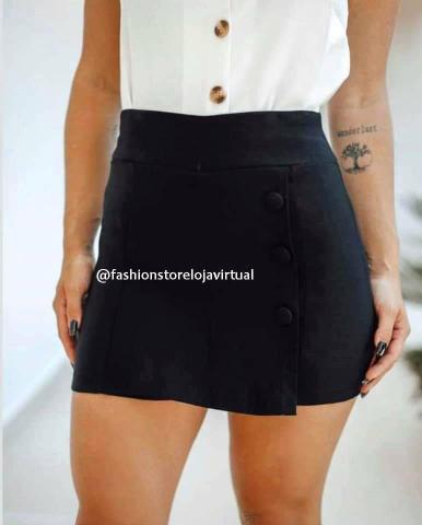 Saia short em bengaline botoes lateral p m g