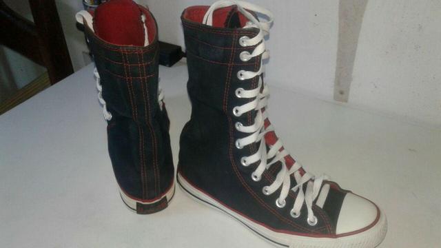 All Star cano alto preto e vermelho usado 36 - Foto 5