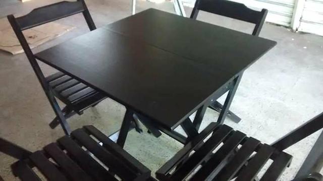 Comjunto de mesa dobrável de madeira