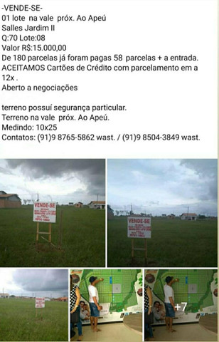 Vende-se um terreno na vale próx. Ao Apeú