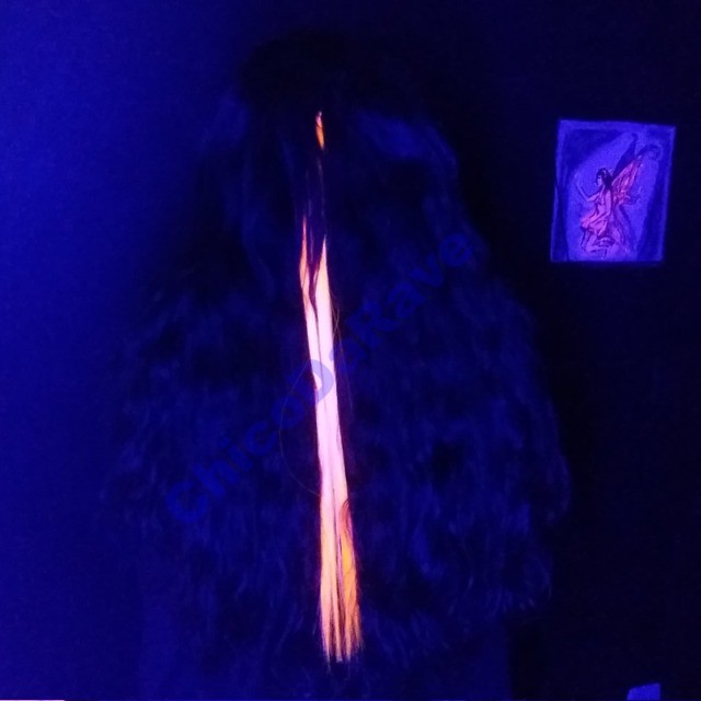Aplique Mecha Fluorescente Cabelo brilha na luz negra - Foto 4
