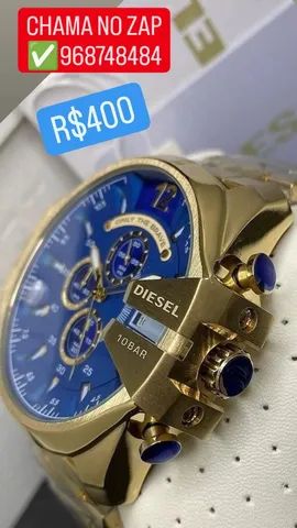 Relógio Diesel 10 Bar Nega Chief Funcional Fundo Azul 