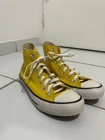 All star amarelo de best sale cano alto