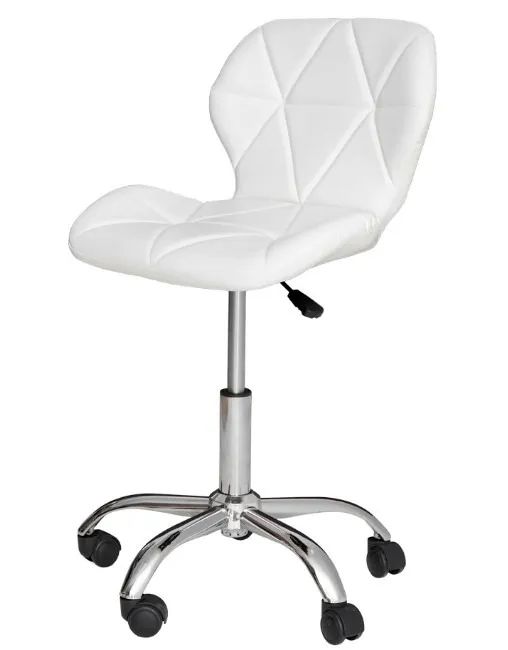 Cadeira Giratória Slim Office Branca - Cadeira para Salão - Cadeira para Penteadeira
