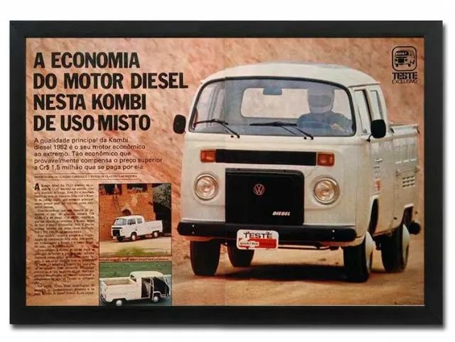 VW Kombi Pickup - Quadro decorativo com matéria original de revista de época - Foto 2