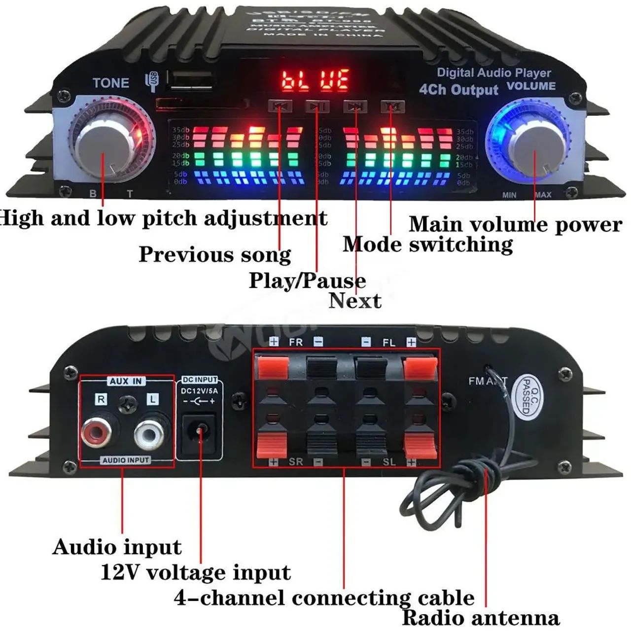 Força de Som 4 Canais Profissional 1600w - Foto 2