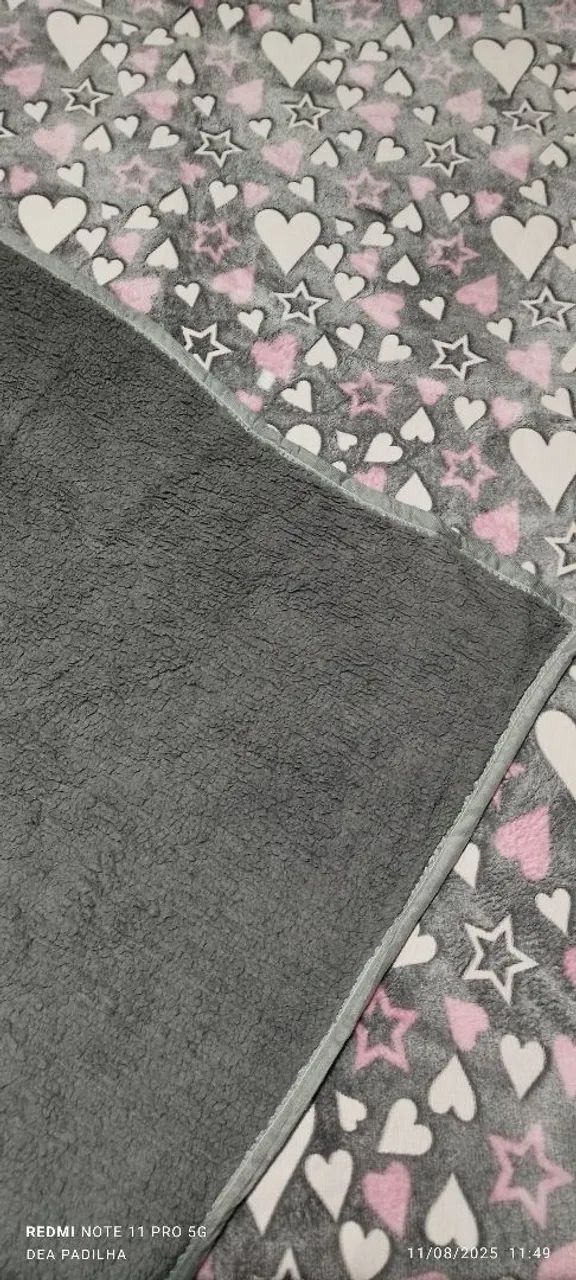 Coberdrom Sherpa Aveludado de Casal com Estampas de Corações e Estrelas - Foto 4