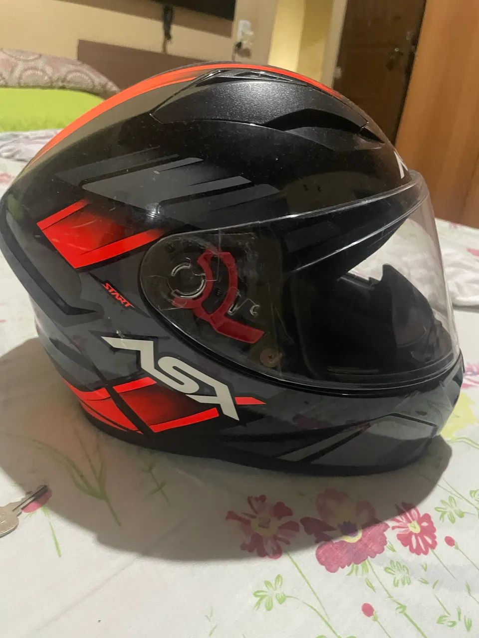 Capacete para moto integral ASX Start vermelho - Foto 2