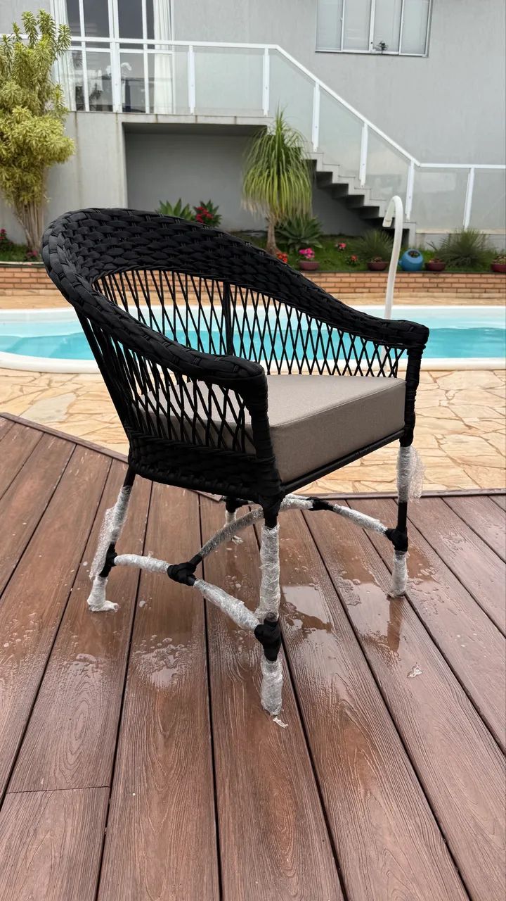 Poltrona alumínio corda nautica aquablock sol e chuva area - Foto 3