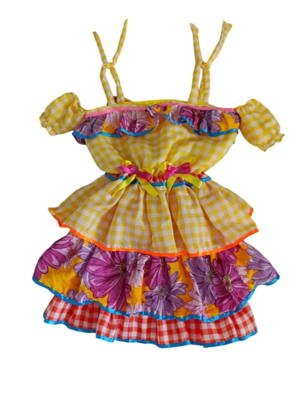 Vestido Infantil Festivo com Detalhes Coloridos