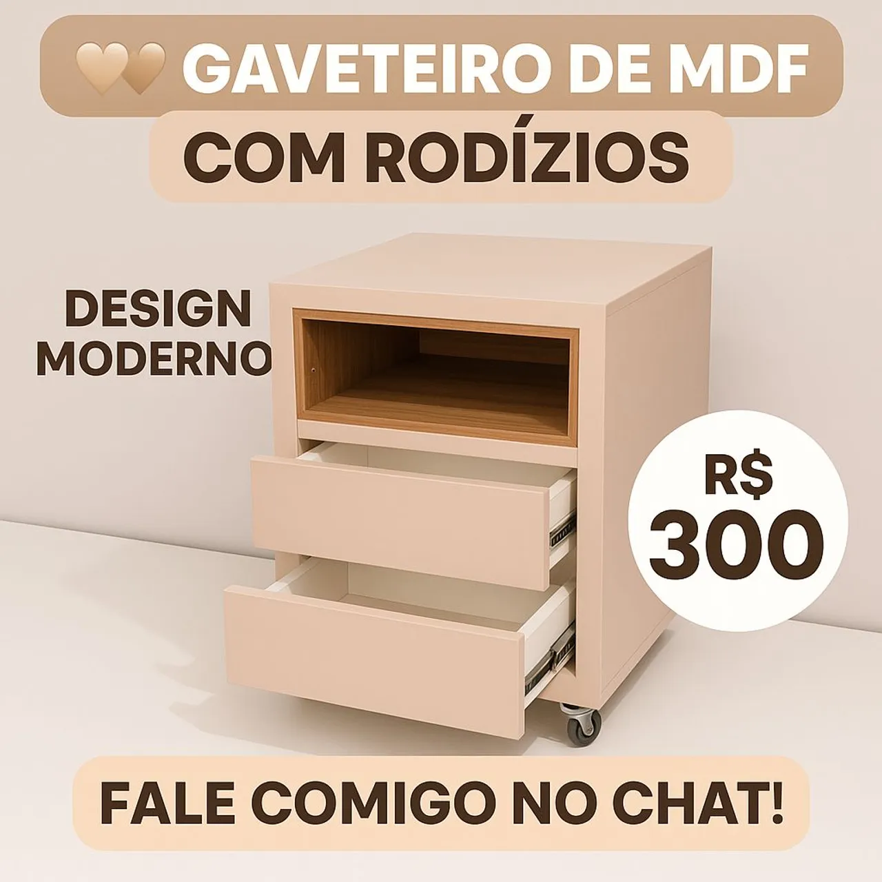 Criado-Mudo Elegante: Microtextura Rosa e Frejó feito em marcenaria Bruto 
