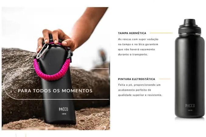 Garrafa Pacco 1200ml Original Preta  - Foto 2