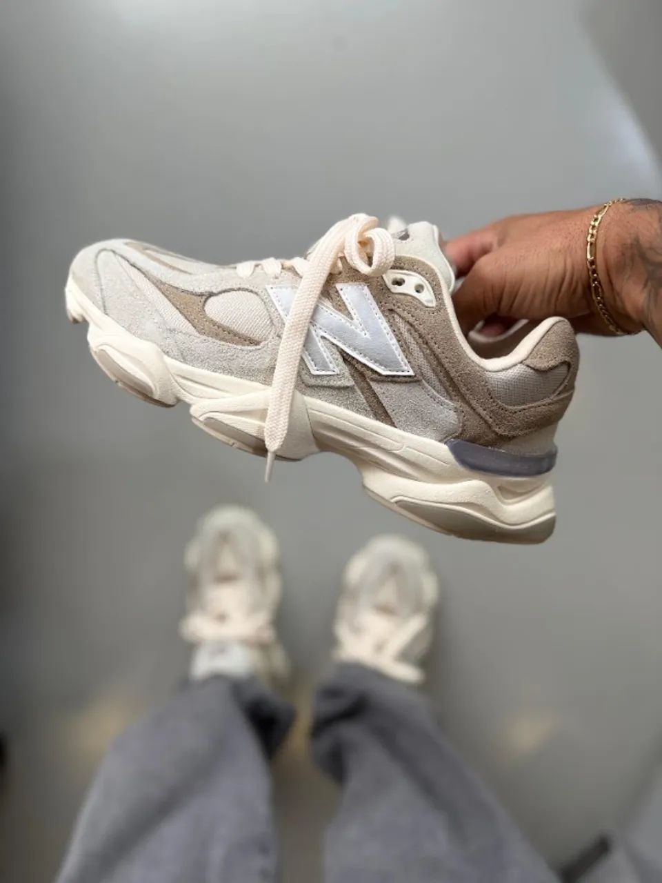 Tênis New Balance 9060 Bege Unissex Couro - Foto 3