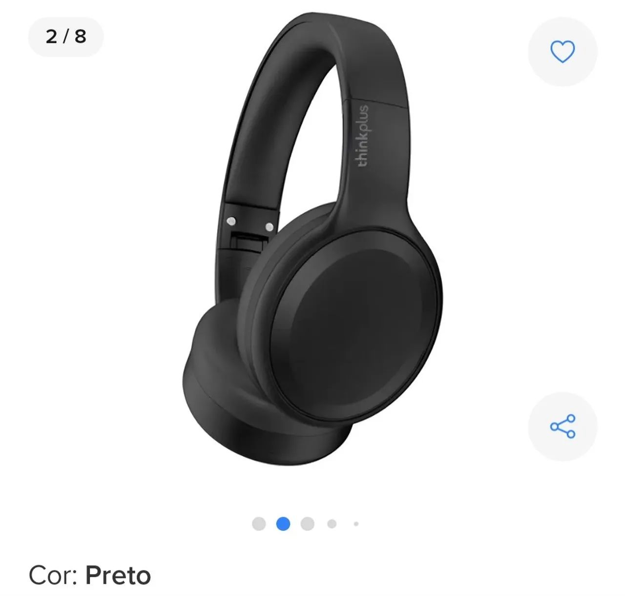 Headphone Bluetooth Lenovo Th30 Thinkplus<br>Cor Preto