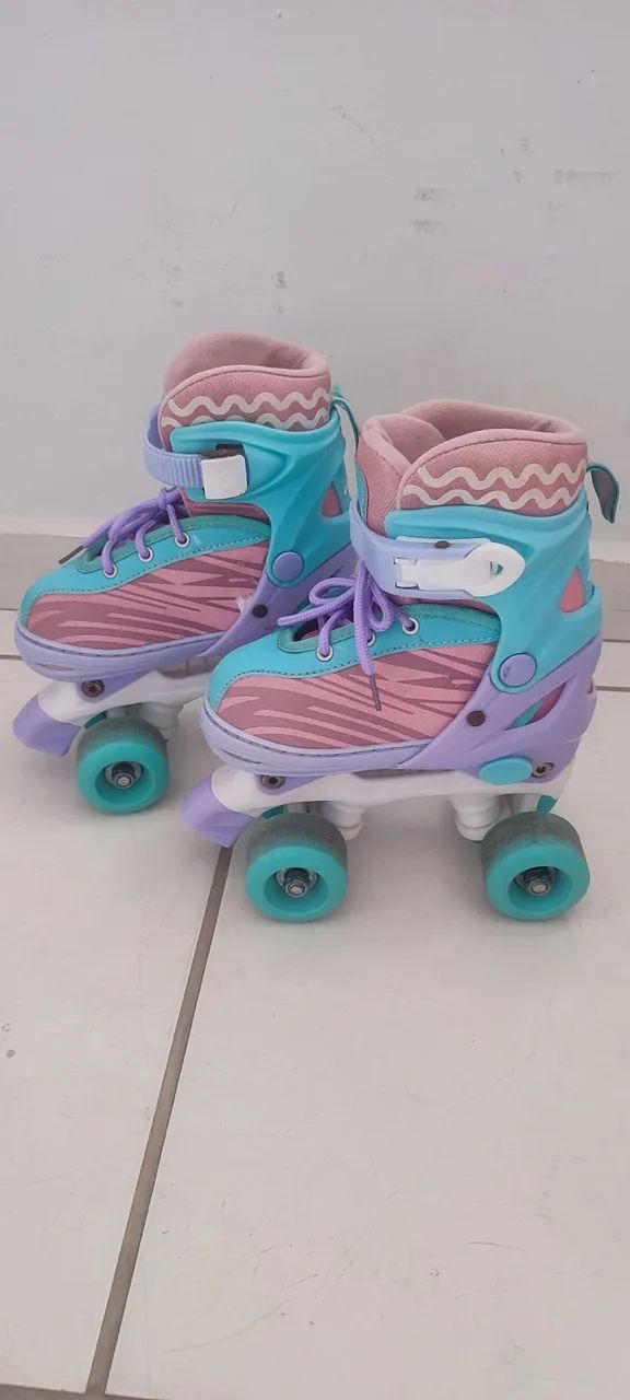 Patins Roller Rosa e Azul - Perfeito para Diversão!