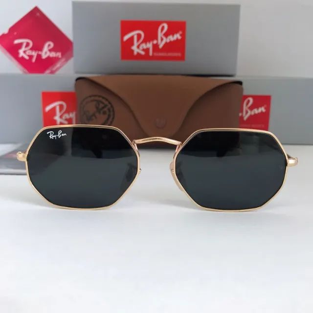 Óculos de sol ray-ban octagonal tradicional lentes de cristal